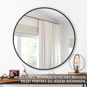 Runder Floordirekt Wandspiegel Bella mit schwarzem Aluminiumrahmen, Ø 50 cm.