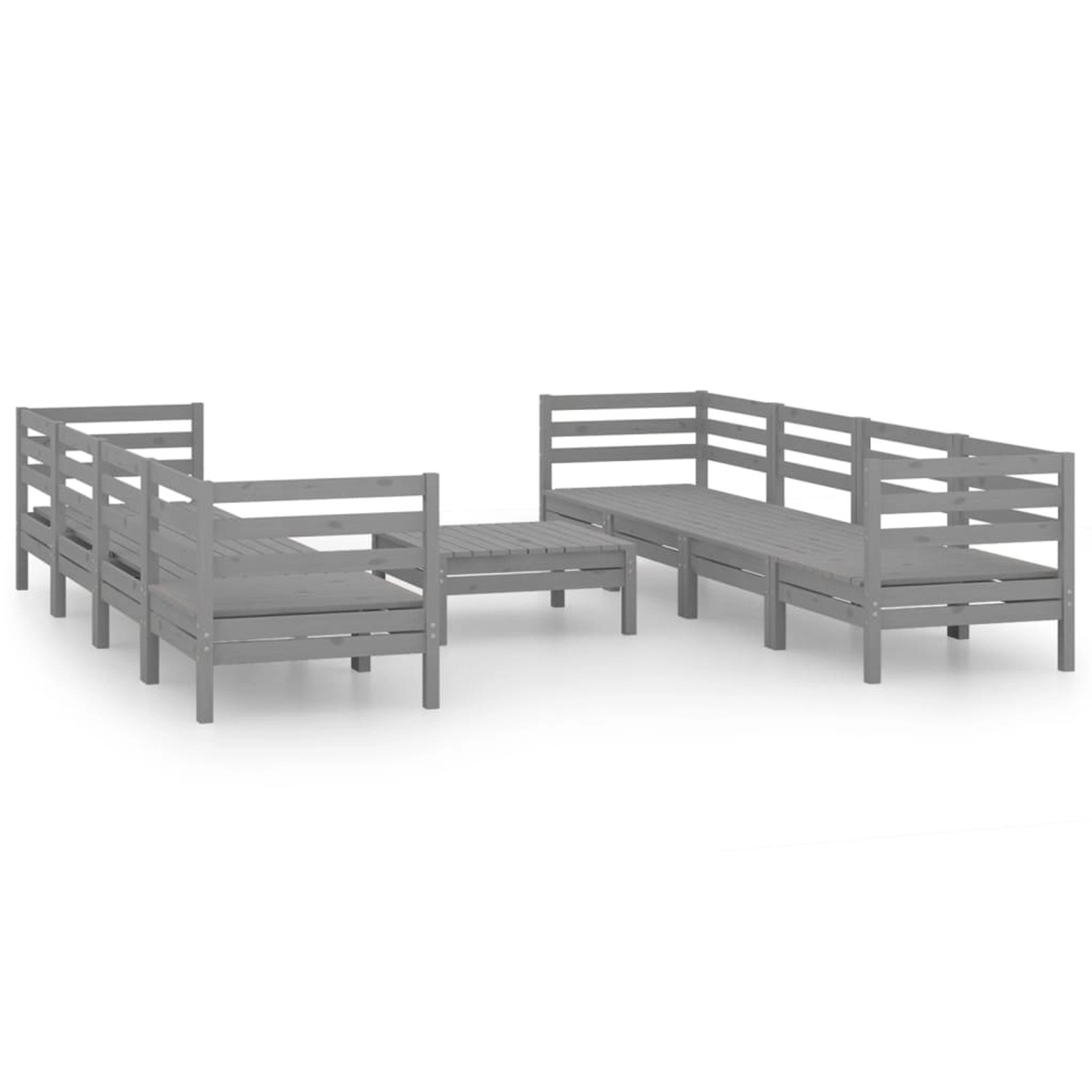 vidaXL 9-tlg Garten-Lounge-Set Grau Kiefer Massivholz Modell 25