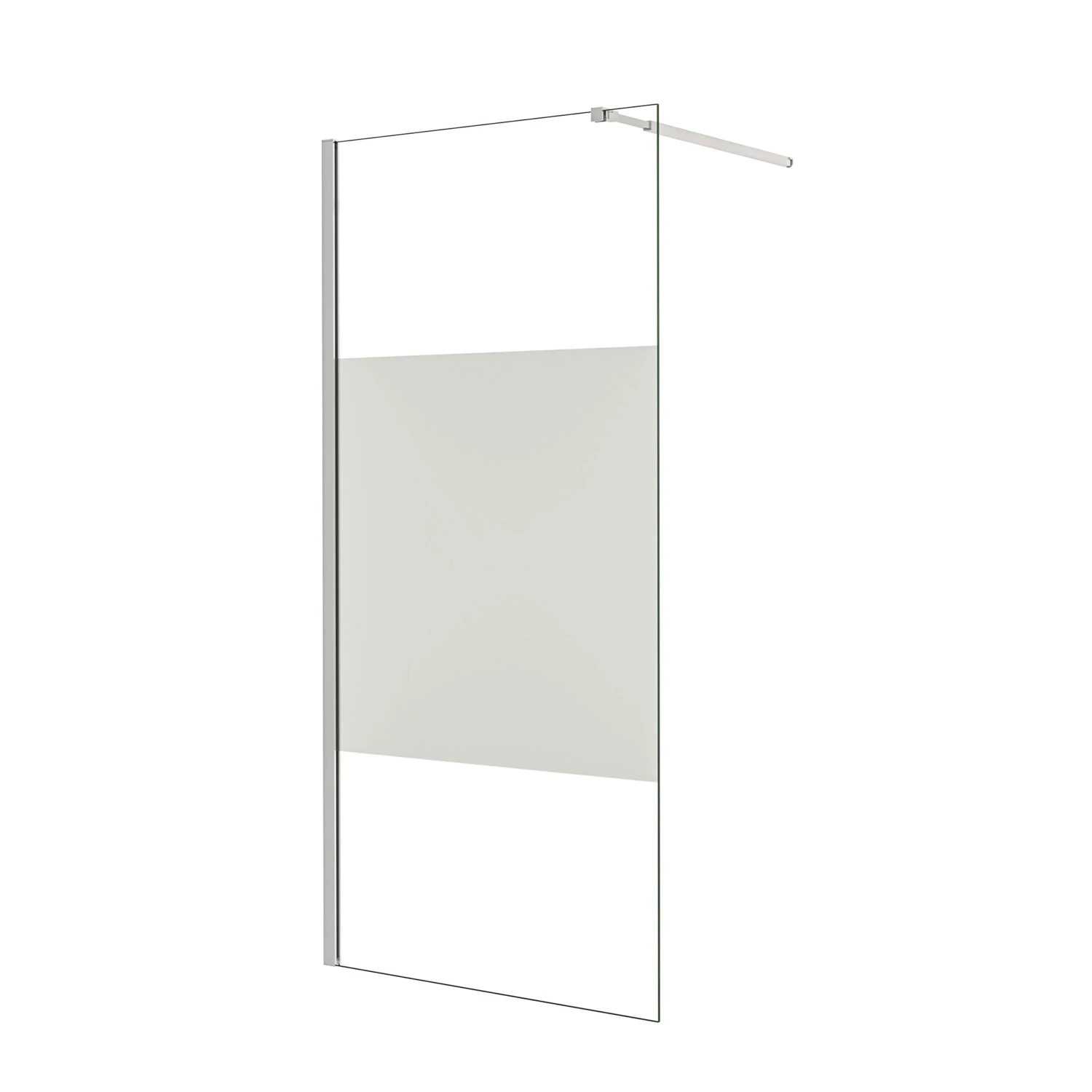 AICA Walk in Duschwand B.120 x H.200cm Milchglasstreifen Duschabtrennung 8mm Nano ESG-Glas Mit Stabilisator Duschkabinen F084