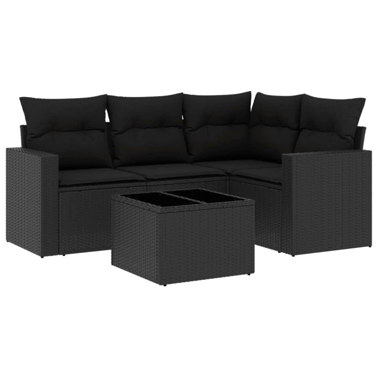 vidaXL 5-Tlg Garten-Sofagarnitur mit Kissen Schwarz Poly Rattan 3218905 günstig online kaufen