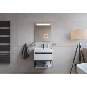 pianura Waschtisch Giulia mit Unterschrank, weiß hochglanz, 60 cm, 1 Hahnloch. Modernes Badmöbel-Set.