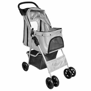 vidaXL Haustier-Buggy Hund/Katze Klappbarer Reisewagen Grau 170910