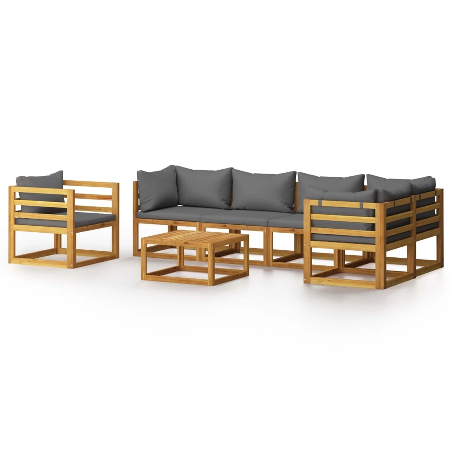 vidaXL 7-tlg Garten-Lounge-Set mit Auflagen Massivholz Akazie Modell 4