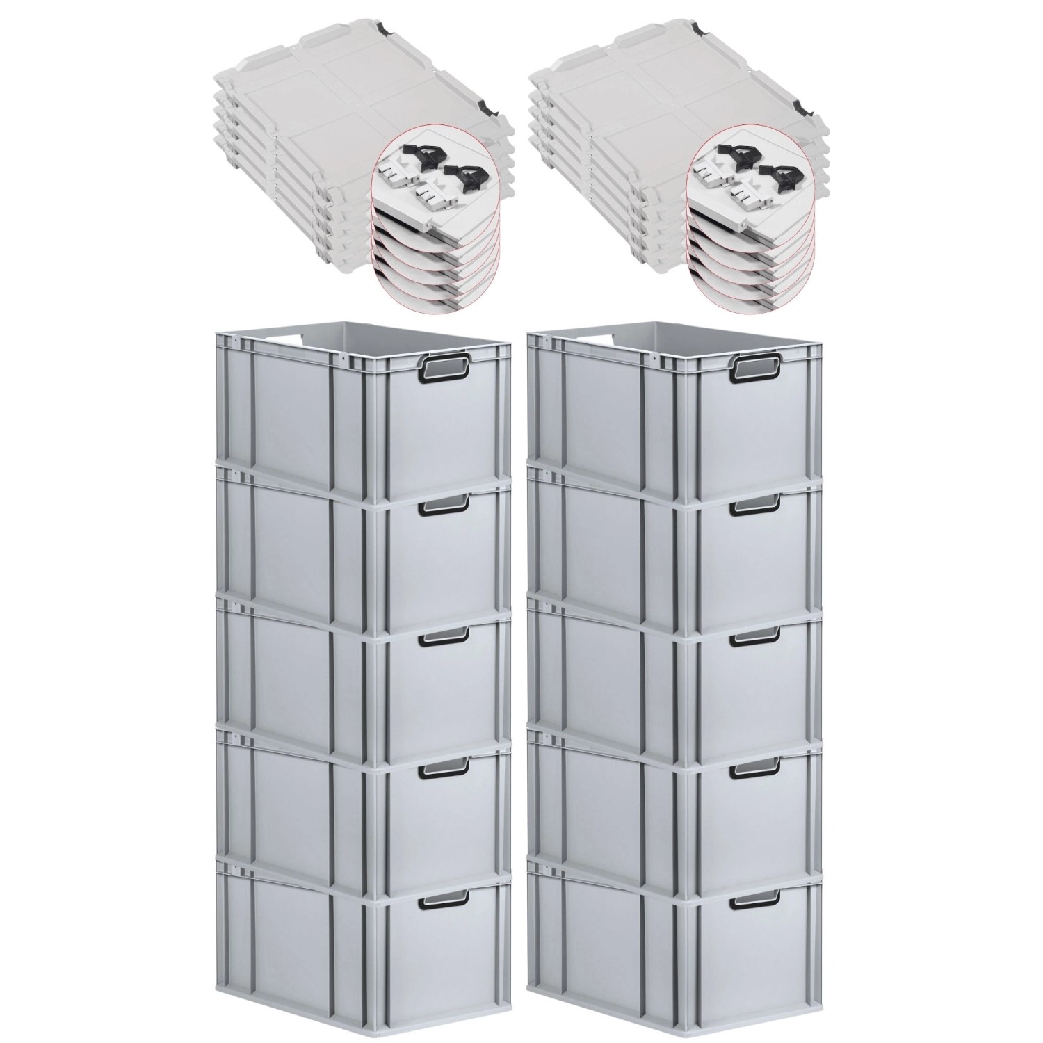 PROREGAL SuperSparSet 10x Eurobox Nextgen Color Mit Scharnierdeckel HxBxT 3 günstig online kaufen