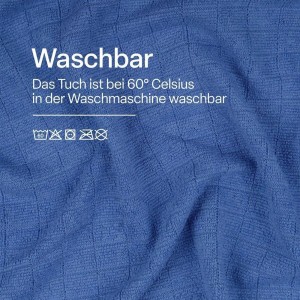 Blaues Microfaser Geschirrtuch, waschbar bis 60°C, 4er Pack Sunshine.