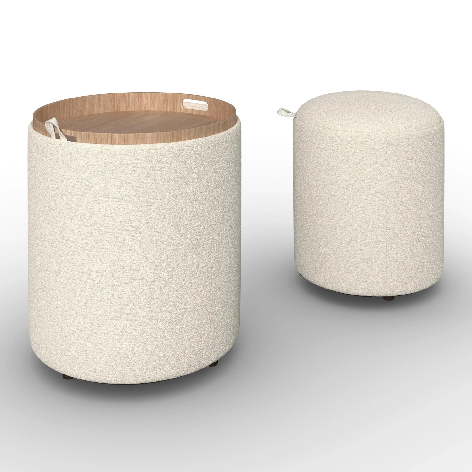 Bessagi Home Hocker Set Melanie Bouclé Weiß