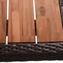Detailansicht: Weidengrauer Tisch mit Akazienplatte des Garden Pleasure Gartenmöbel Sets Braga.