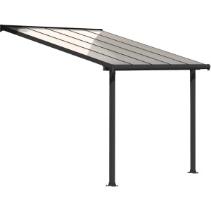 Palram Canopia Olympia Terrassenüberdachung 3x3.1m, Anthrazit, klare Doppelstegplatten.