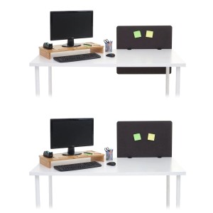 Proregal Akustik-Tischtrennwand HxBxT 60x65x2 cm Doppelwandig Stoff Braun-Grau Büro-Sichtschutz Schreibtisch Pinnwand