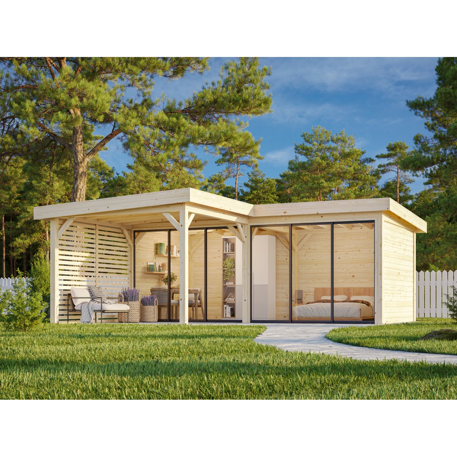 Palmako Pavillon Lenna Set 413 Slide 588 x 588 cm Lackiert Weiß FSC® günstig online kaufen