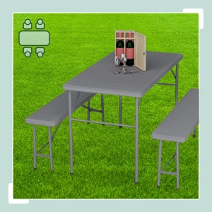 Relaxdays Bierzeltgarnitur 3-tlg. Stahl Grau Klappbar 120 cm x 61 cm x 73 cm