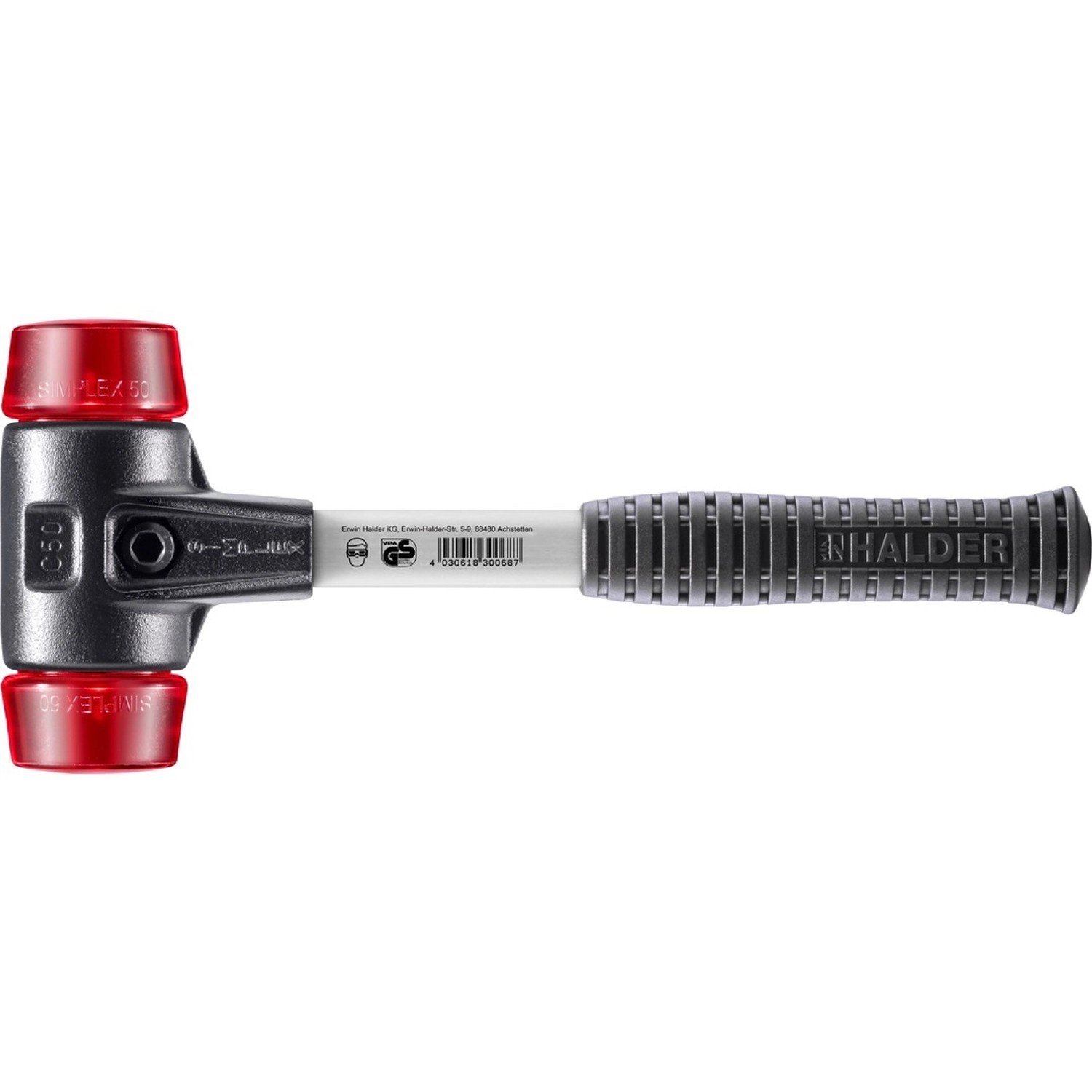Halder Simplex Schonhammer Ø 50 mm Plastik Rot mit Verstärktem Tempergussge günstig online kaufen