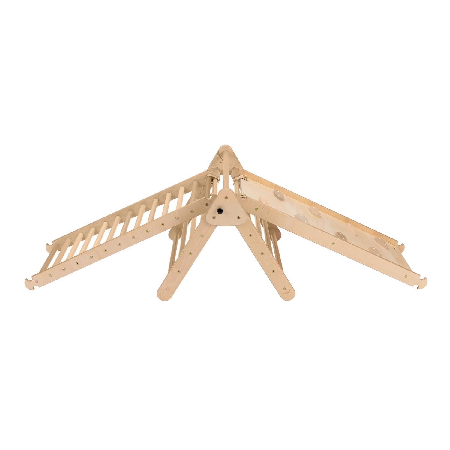 KateHaa Kletterdreieck mit Leiter und Kletterwand Holz Natur