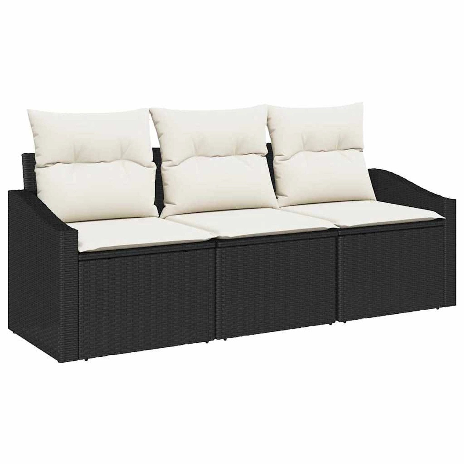 vidaXL Garten-Sofa-Set 3-Tlg Schwarz Poly Rattan 3346577 günstig online kaufen