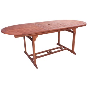 DELUKE Gartentisch WEIMAR Ausziehbar Oval Eukalyptus Natur 150x90x74cm Ausziehtisch Esstisch Wetterfest Outdoor Tisch