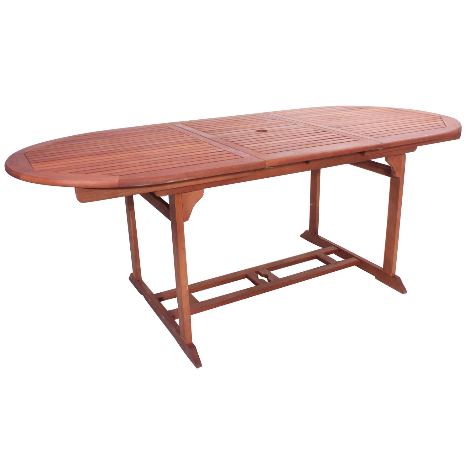 DELUKE Gartentisch WEIMAR Ausziehbar Oval Eukalyptus Natur 150x90x74cm Ausziehtisch Esstisch Wetterfest Outdoor Tisch