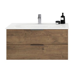 Steinkamp Waschtischunterschrank Living 2.0 Eiche mit GROHE Essence Waschbecken, 100 cm breit.