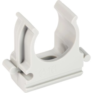 Graue Klemmschelle EN 16 zur Befestigung von Leerrohren, 10er-Pack.