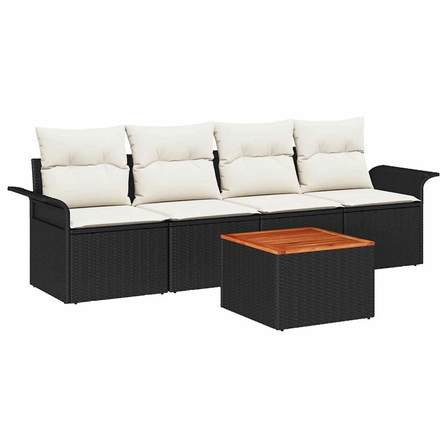vidaXL Garten-Sofa-Set 5-Tlg Schwarz Poly Rattan 3347257 günstig online kaufen