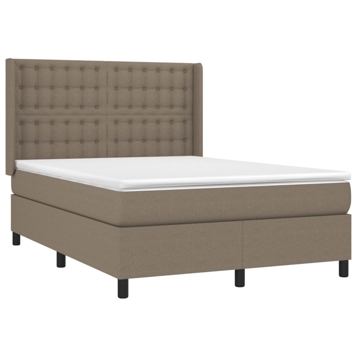 vidaXL Boxspringbett mit Matratze & LED Taupe 140x200 cm Stoff 3138641 günstig online kaufen