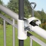 Videx Garden Sonnenschirmhalter Typ H II in Weiß zur Montage am Balkongeländer.
