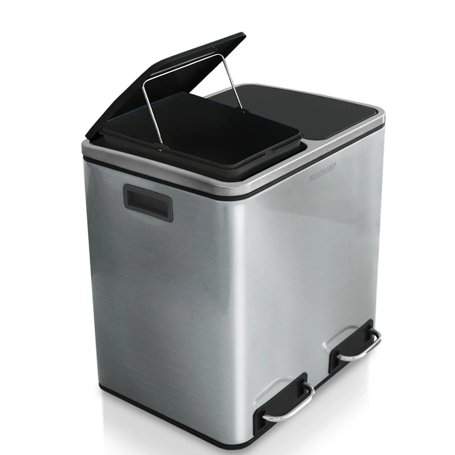 Karat Mülleimer Felix, Edelstahl, 2x30L, mit Trennsystem und Schließdämpfer.