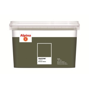 Alpina Innenfarbe Pantone Bronze Green, 2,5 L, matter Dunkelgrün-Ton im Eimer. Bunte Wandfarbe.