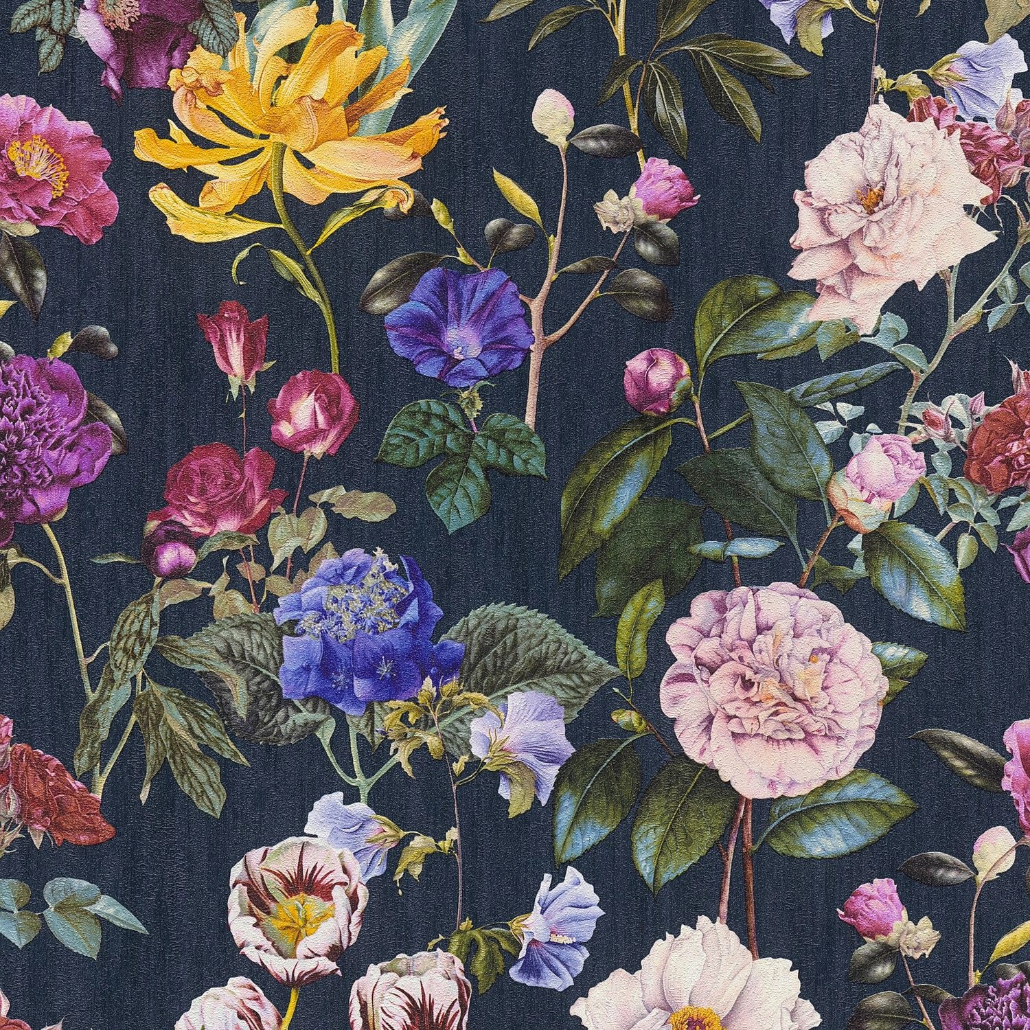 PROFHOME 373364-GU Exklusive Luxus Tapete Blumen Matt Blau Grün Rot 0,53 m günstig online kaufen