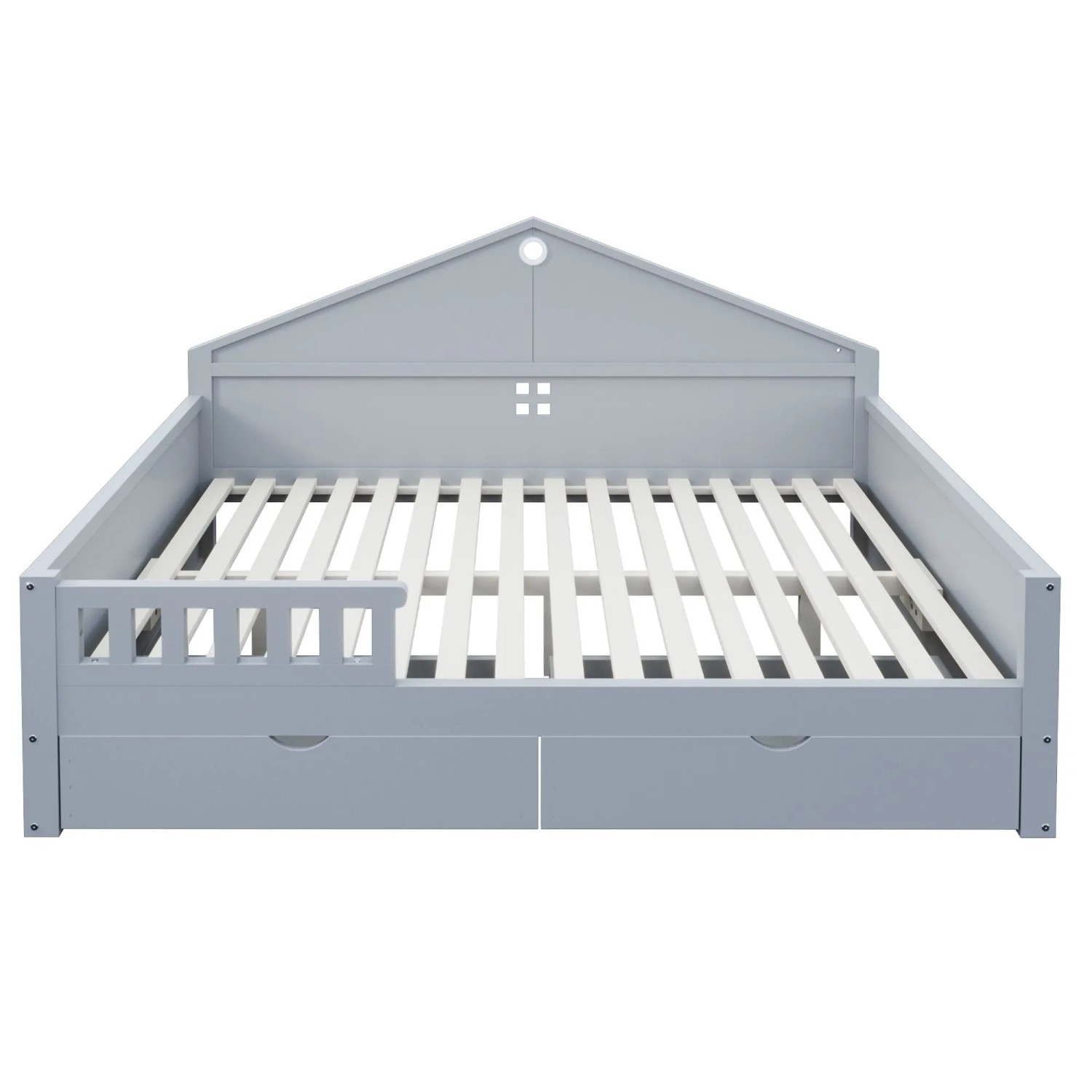 Merax Kinderbett 140x200 cm LED Schubladen Grau