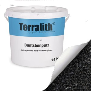 Terralith Buntsteinputz Mosaikputz 2mm, 14kg, Farbe Schwarz. Dekorativer Wandputz für Innen & Außen.