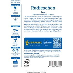 Kiepenkerl Radieschen Sora Saatgut-Packung, ideal für den Anbau im Garten.