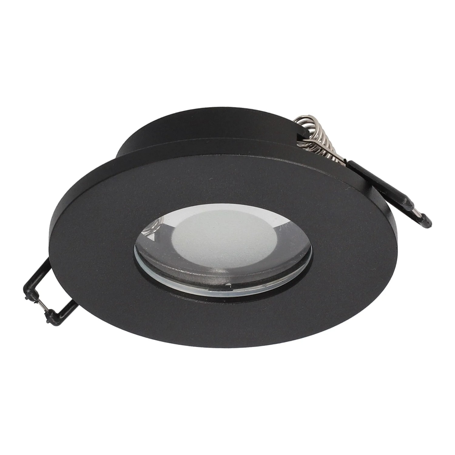 EDO Einbaustrahler GU10 IP44 Rund Schwarz Ø84 mm Deckenspot Badleuchte Einbauleuchte Deckenstrahler OPIL OV
