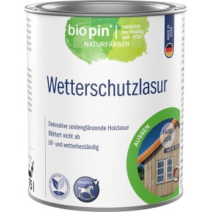 Dose Biopin Wetterschutzlasur Transparent, lösemittelfrei für Holz im Außenbereich.