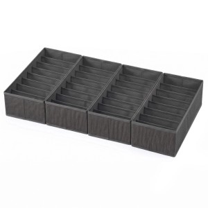 Sekey Aufbewahrungsbox Schubladen Organizer aus Vliesstoff Faltbare Stoffboxen 4er Set 17,5 x 41 x 11 cm für MALM Kommode mit Längsfächern für Wäsche