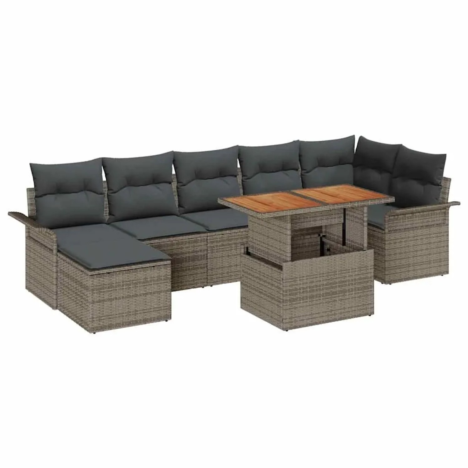 vidaXL Gartensofa-set mit Kissen 8-Tlg Grau Poly-Rattan 3349362 günstig online kaufen