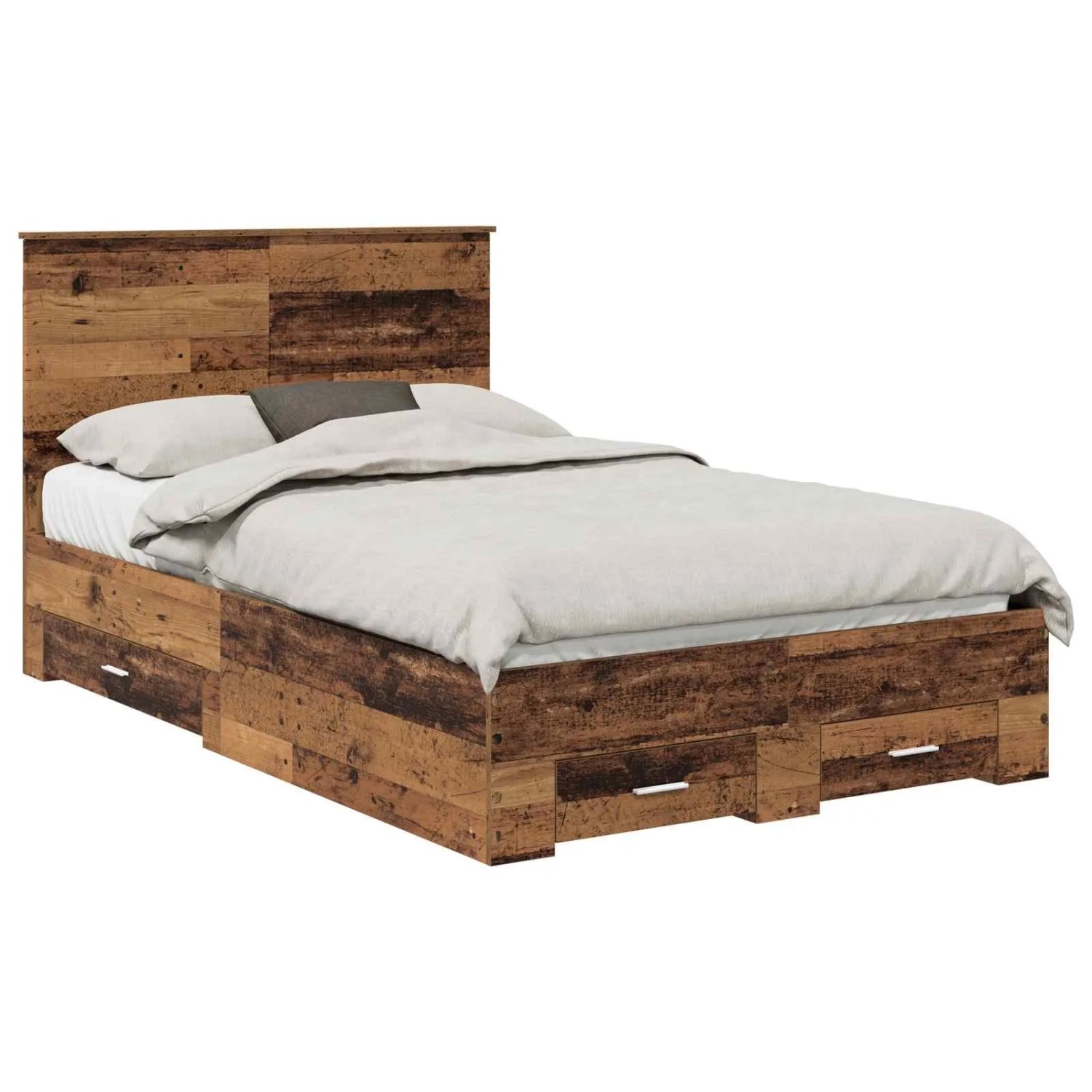 vidaXL Bettrahmen mit Kopfteil Altholz 120 x 190 cm Holzwerkstoff 3411339