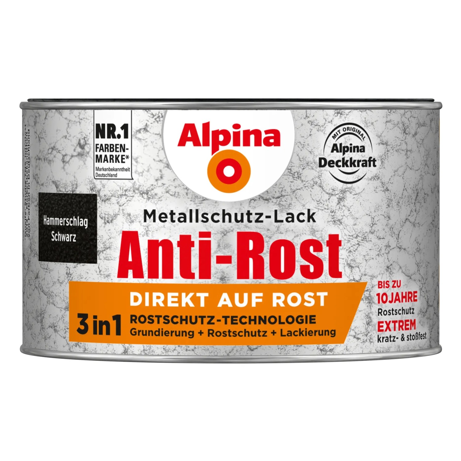 Alpina Metallschutz-Lack Anti-Rost Schwarz Hammerschlag 300 ml