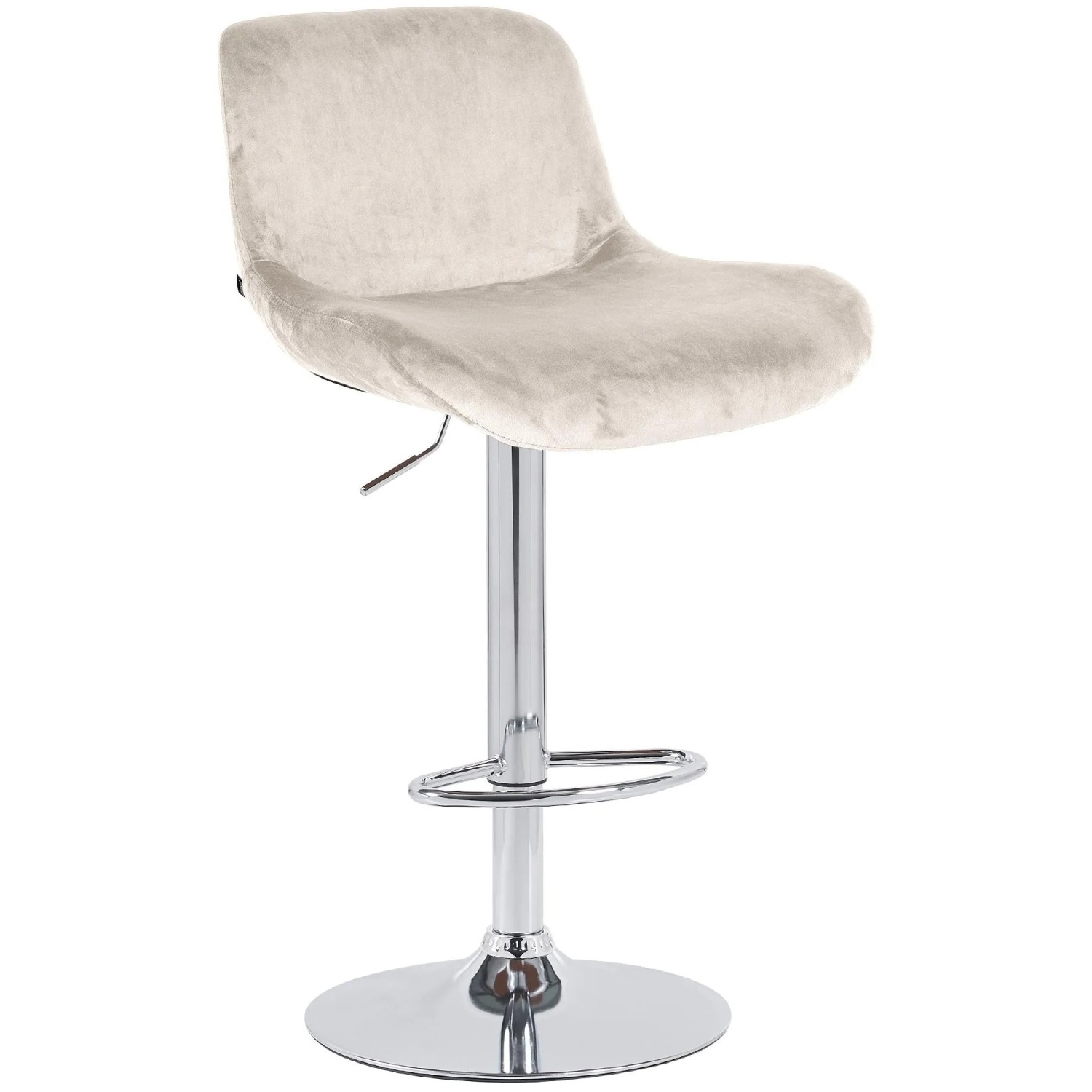 DELUKE Barhocker PONOR Samt Creme 50x50x85cm Silber Barstuhl Höhenverstellbar Mit Lehne Drehbar Tresenhocker Tresenstuhl