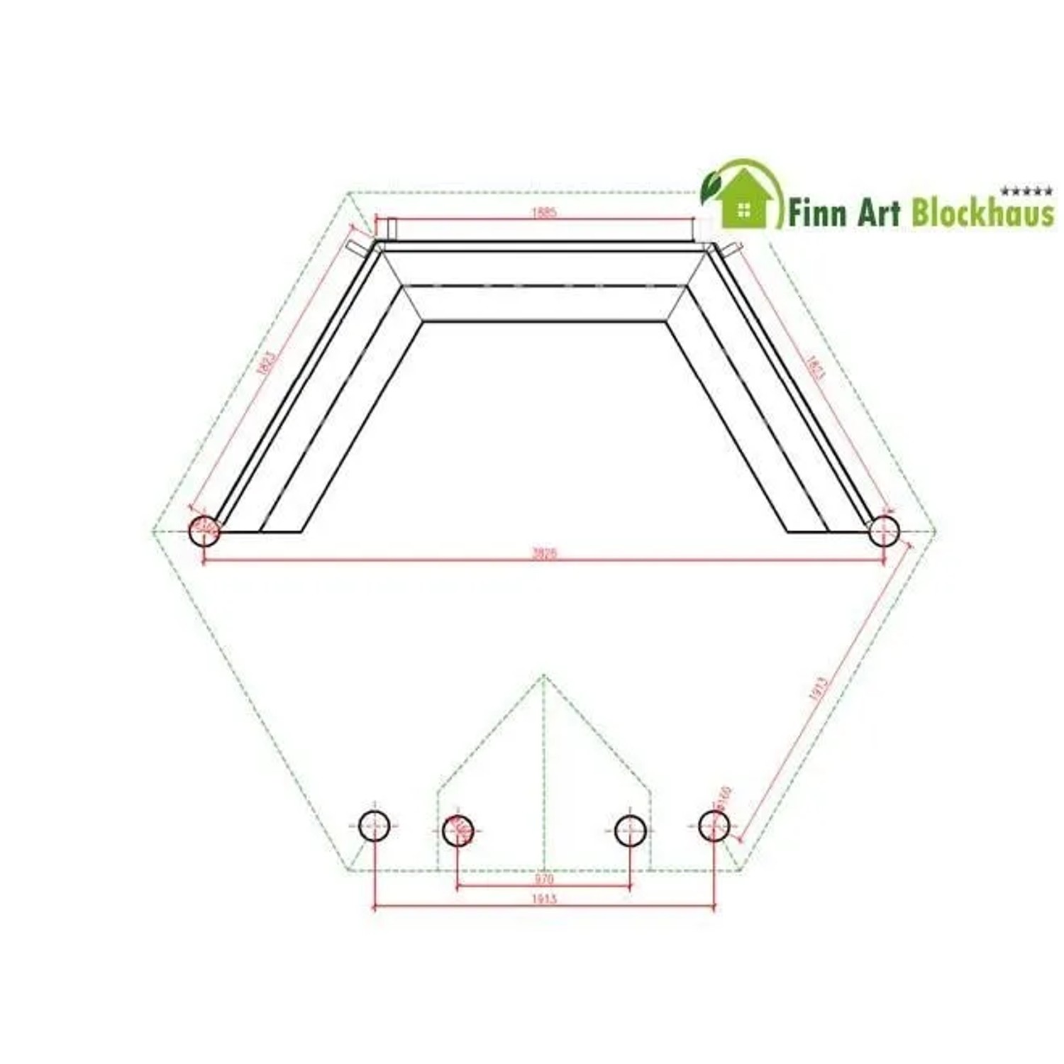 Finn Art Blockhaus Grillhütte Grillkota Elegance 9qm offen mit Grillanlage Dachschindeln Schwarz_3