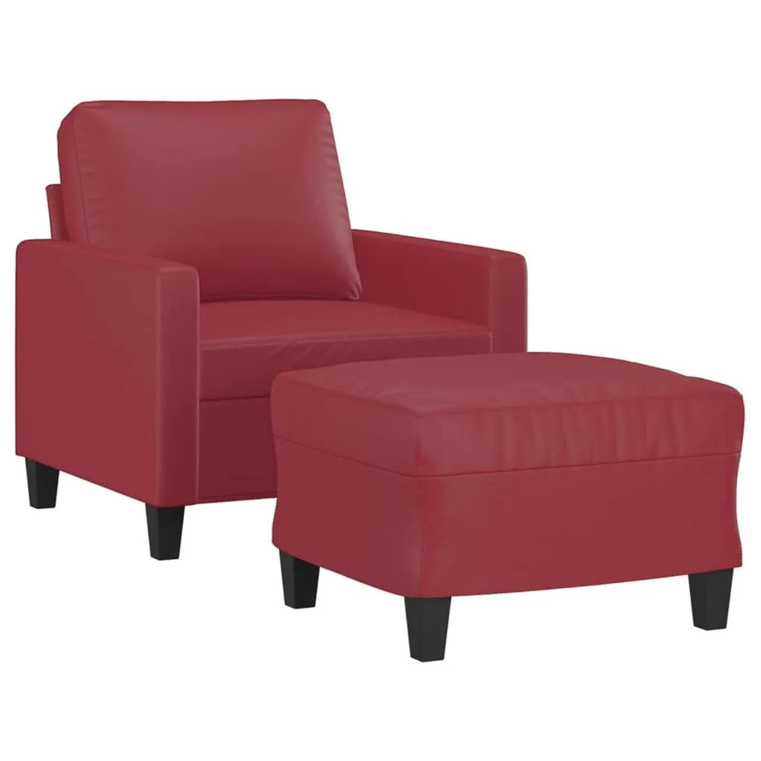 vidaXL Sessel mit Hocker Weinrot 60 cm Kunstleder 3201022