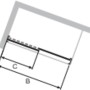 Technische Zeichnung der Hüppe EasyEntry Gleittür mit Maßangaben für Breite (B) und Segment (C).