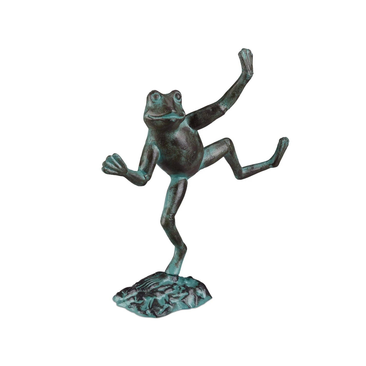 Relaxdays Gartenfigur Frosch Gusseisen Grün Wetterfest 33 cm x 31 cm x 9,5 cm 1,9 kg
