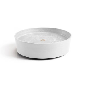 Weißer Ecopots Untersetzer Amsterdam mit Rollen, 28,7 cm, für Blumentöpfe.
