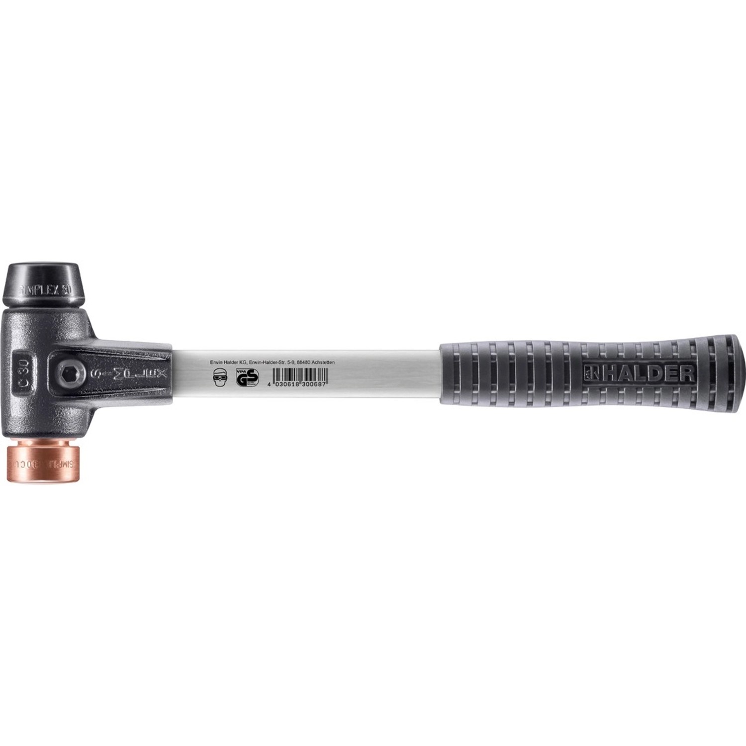 Halder Simplex Schonhammer Ø 30 mm Gummi Schwarz   Kupfer mit Verstärktem T günstig online kaufen