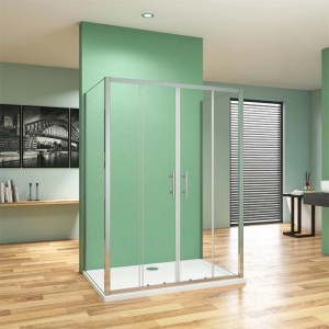 U-Duschkabine 120x70x70 cm mit Schiebetür, 5mm ESG Sicherheitsglas, chromfarbener Rahmen.
