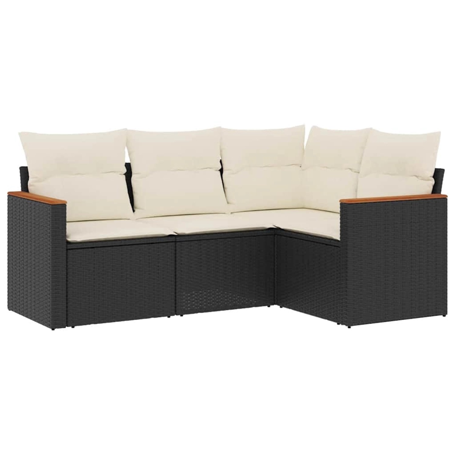 vidaXL 4-Tlg Garten-Sofagarnitur mit Kissen Schwarz Poly Rattan 3258332 günstig online kaufen