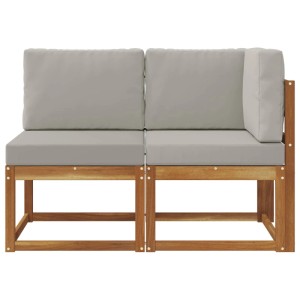 vidaXL Outdoor Mittel- und Ecksofa 2 Stück Natur und Hellgrau 900470
