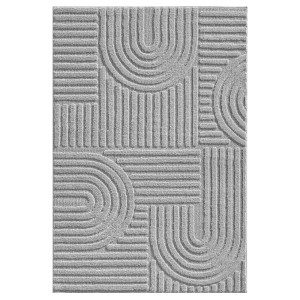 Ayyildiz Kurzflorteppich Art 1121, silberner Teppich mit 3D-Relief, 160x230 cm.