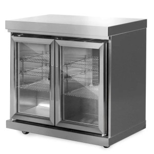 MyOutdoorKitchen Modul-Kühlschrank mit zwei Türen aus Edelstahl für die Outdoorküche.