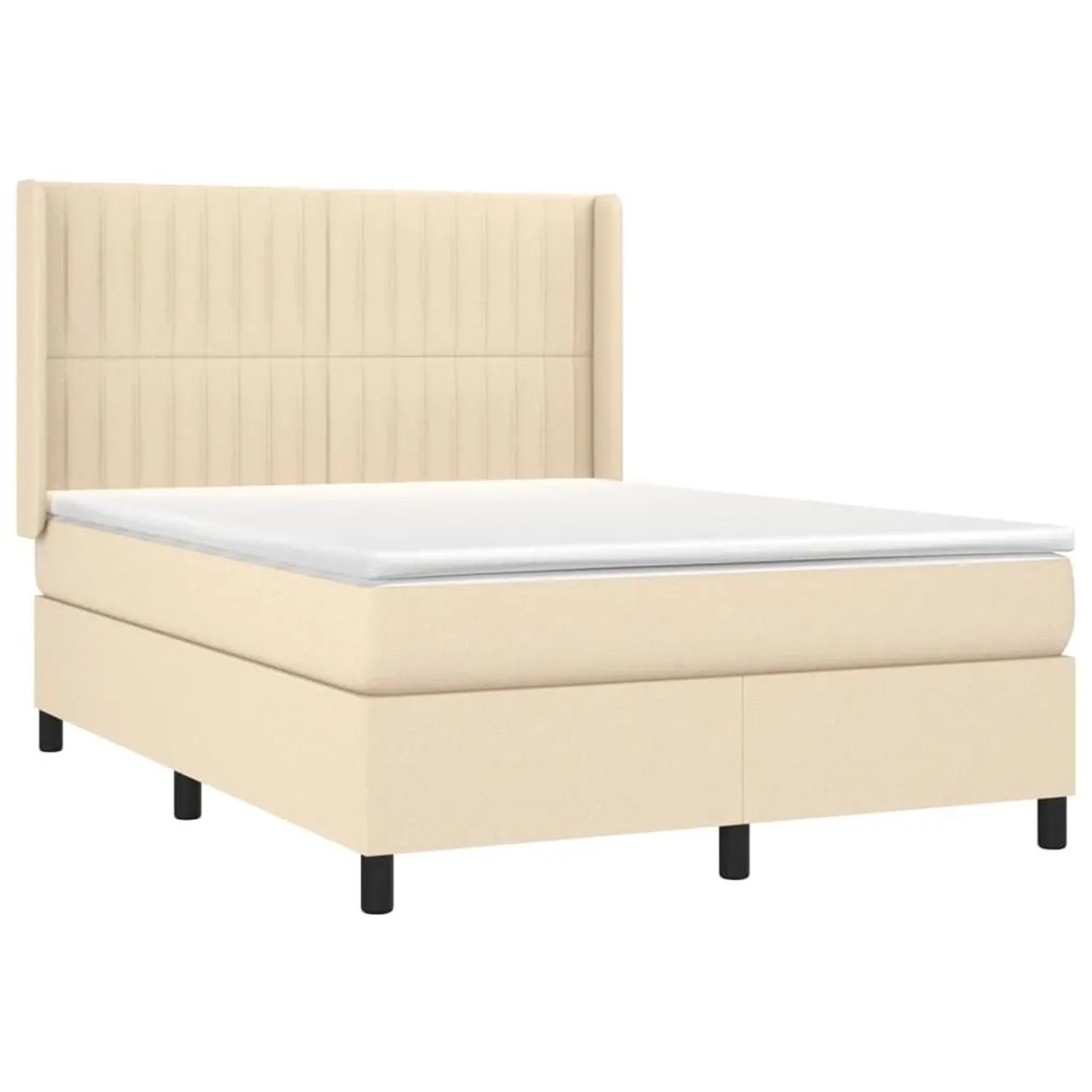vidaXL Boxspringbett mit Matratze Creme 140x190 cm Stoff 3131590